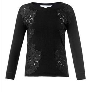Diane von Furstenberg Lace Inset Sweater sz P